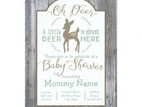 Deer Hunting Baby Shower Invitations Dear Little Deer Baby Shower Invitation On Wood