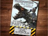 Diy Transformer Birthday Invitations Transformers Dinobot Birthday Card Customized Birthday