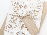 Doily Wedding Invitation Template Rustic Kraft Paper Doily Invitations