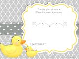 Duck Baby Shower Invitation Templates Free Printable Rubber Duck Baby Shower Invitation