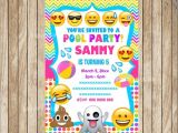 Emoji Pool Party Invitations Emoji Pool Party Invitation Printable Swim Party Beach Pool