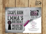 Escape Room Party Invitation Ideas Escape Room Invite Gray Girls or Boys Birthday Pink