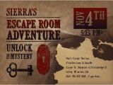 Escape Room Party Invitation Template Printable Escape Room Party Invite Western Escape Room