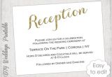 Example Of Wedding Reception Invitation Wording Wedding Reception Invitation Template Diy Gold