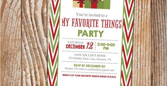 Favorite Things Christmas Party Invitation Items Similar to Side Chevron My Favorite Things Party