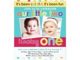 First Birthday Invitations for Twins Colorful Fun Twins First Birthday Invitation