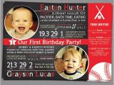 First Birthday Invitations for Twins Items Similar to Twin Boys First Birthday Party Invitation