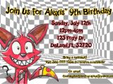 Fnaf Party Invitations Fnaf Foxy Birthday Invitation
