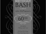 Formal 60th Birthday Invitation Wording Black and Grey formal soiree 60th Birthday Invite