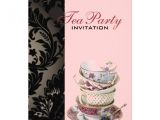 Formal Tea Party Invitation Elegant Vintage Gold Black formal Damask Tea Party 5×7