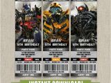 Free Editable Transformer Birthday Invitations Transformers Birthday Ticket Invitation Instant Download