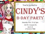 Free Harley Quinn Birthday Invitations Items Similar to Harley Quinn Custom Digital Printable