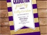 Free Print at Home Graduation Invitations Purple and Gold Graduation Invitation Gold Graduation