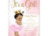 Free Printable African American Baby Shower Invitations Pink Gold African American Princess Baby Shower Card