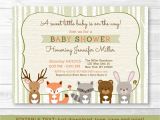Free Printable Baby Shower Invitations Woodland Animals Woodland Animals Fox Deer Bear Neutral Baby Shower