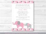 Free Printable Pink Elephant Baby Shower Invitations Pink and Gray Polka Dot Elephant Printable Baby Shower