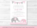 Free Printable Pink Elephant Baby Shower Invitations Pink Elephant Chevron Momma & Baby Printable Baby Shower