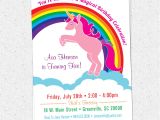 Free Printable Rainbow Unicorn Birthday Invitations Printable Unicorn Birthday Party Invitation Rainbow Pink