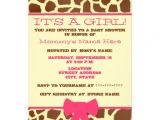 Giraffe Print Baby Shower Invitations Girl Baby Shower Invitation Giraffe Print & Pink