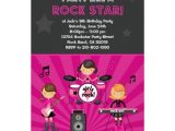 Girl Rockstar Party Invitations Rock Star Girls Birthday Party Invitation 5" X 7