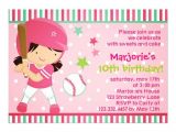 Girl softball Birthday Invitations softball Girl Pink Birthday Party Invitation 5" X 7