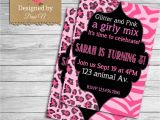Girly Birthday Invitations Free Printable Animal Print Birthday Invitation Girly Party Invite Pink