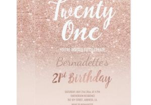 Glitter Birthday Invitation Template Faux Rose Gold Glitter Ombre 21st Birthday Invitation