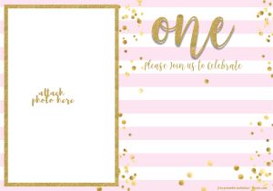 Glitter Birthday Invitation Template Free 1st Birthday Invitation Pink and Gold Glitter