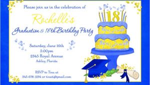 Graduation and 18th Birthday Party Invitations Blue 18th Birthday Graduation Party Invitation Bright
