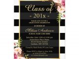 Graduation Paper for Invitations Class Of 2016 Graduation Classy Floral Stripes 5×7 Paper