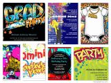 Graffiti themed Birthday Invitations Graffiti theme Party Invitations Party themes & Ideas