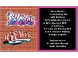 Graffiti themed Birthday Invitations Nightclub themed Party Ideas