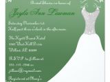 Green Bridal Shower Invitation Wording Green Bridal Shower Wedding Gown Invitation