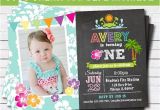 Hawaiian First Birthday Invitations Luau Hawaii Girl First Birthday Party Invitation by