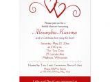 Heart Bridal Shower Invitations Two Hearts Red Swirl Bridal Shower Invitation 5" X 7