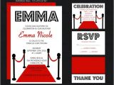 Hollywood Party Invites Printable Hollywood Bat Mitzvah Invitation Red Carpet event Rsvp