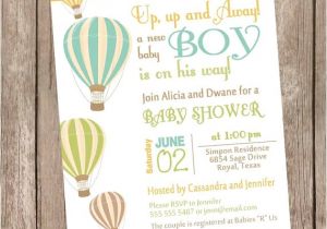 Hot Air Balloon themed Baby Shower Invitations Chevron Hot Air Balloon Baby Shower Invitation Up Up and