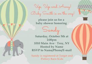 Hot Air Balloon themed Baby Shower Invitations Hot Air Balloon Baby Shower Invitation Printable 4×6 or 5×7
