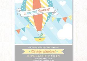 Hot Air Balloon themed Baby Shower Invitations Hot Air Balloon Baby Shower Invitations Blue and Yellow by