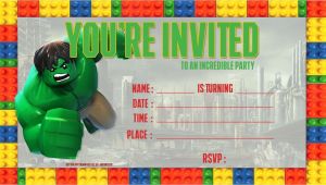 Hulk Birthday Party Invitation Template Nice Free Lego Hulk Birthday Invitation Template