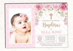 Invitation Wording for Baptism and Birthday Girl Baptism Invitation Pink Gold Christening Printable