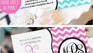 Invitations for Teenage Girl Birthday Party Teen Girl Birthday Invitation Monogram Birthday Invitation