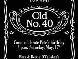 Jack Daniels 40th Birthday Invitations Jack Daniels Invitation for Alcohol theme Bday