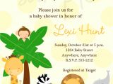 Jungle theme Baby Shower Invitation Wording Safari Jungle Baby Shower Invitation