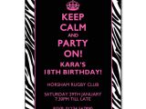 Keep Calm and Party On Invitations Keep Calm Party On Zebra Print Invitation