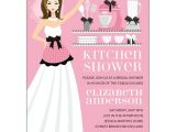 Kitchen Party Invitation Cards Zambia Kitchen Bride Pink Brunette Shower Invitations Paperstyle