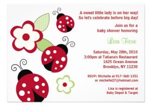 Lady Bug Baby Shower Invitations Red Ladybug Flower Custom Baby Shower Invitations