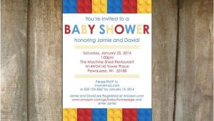Lego Baby Shower Invitations Lego Building Blocks Baby Shower Invitation On Etsy $20