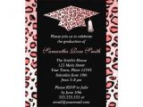 Leopard Graduation Invitations Pink Leopard Print Graduation Party Custom Announcements