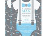 Lil Man Baby Shower Invitations Little Man Baby Shower Invitation Baby Blue Gray Card